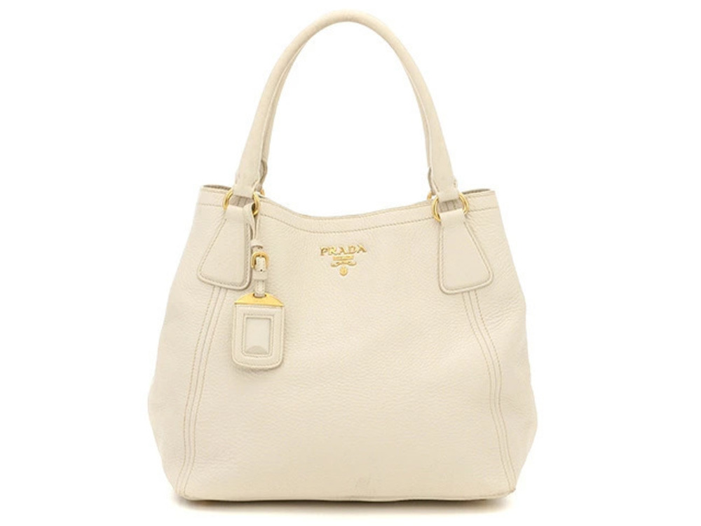 Prada shoulder bag embossed leather off white